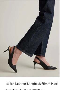 Quince Italian Leather Slingback 75mm Heel in Black size 8.5 NEW in box